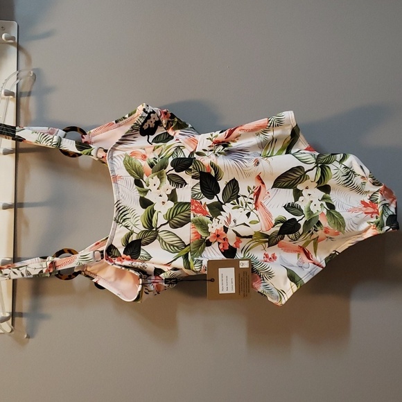 NipTuck NWT Birds and Floral Pattern Swimsuit with Tortoiseshell Ring Detail - Picture 3 of 7